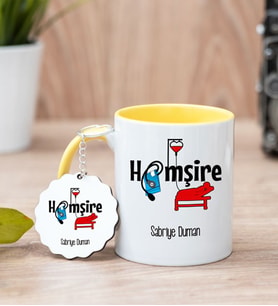 Hemşire Sarı Kupa Bardak Ve Anahtarlık Set