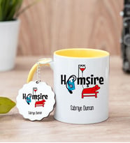 Hemşire Sarı Kupa Bardak Ve Anahtarlık Set