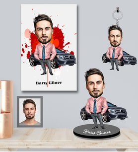 Kişiye Özel Patron Karikatürlü 3 lü Hediye Seti Bay-11