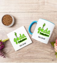 Gıda Teknikeri Mavi Kupa Bardak Ve Bardak Altlığı Seti