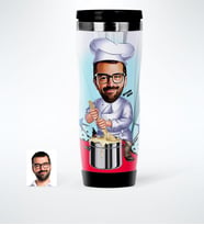BK Gift Kişiye Özel Bay Chef Karikatürlü Çelik Termos Bardak  2