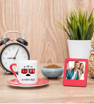 Avukat Kırmızı Kahve Fincanı ve Kırmızı Mini Fotoğraf Çerçevesi