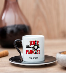 Şehir Plancısı Siyah Türk Kahvesi Fincanı