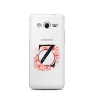 Pembe Çiçekli Harf Tasarım Süper Şeffaf Silikon Telefon Kılıfı Samsung Core 2 Z-