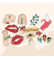 Kadın Feminist Tasarımlı Karışık Renkli 10'lu Stickers Çıkartma PYTKSTK04