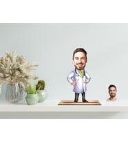 Kişiye Özel Erkek Doktor Karikatür Ahşap Biblo