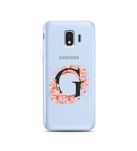 Pembe Çiçekli Harf Tasarım Süper Şeffaf Silikon Telefon Kılıfı Samsung J2 Pro (2