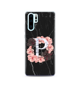 Mermer Çiçekli Harf Tasarım Süper Şeffaf Silikon Telefon Kılıfı Huawei P30 Pro P