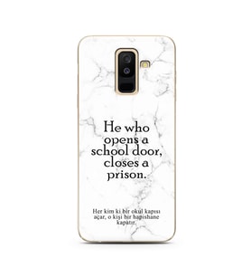 Samsung A6 Plus Beyaz Mermer Söz Tasarımlı Telefon Kılıfı