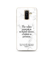 Samsung A6 Plus Beyaz Mermer Söz Tasarımlı Telefon Kılıfı