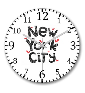 New York City Duvar Saati Bombeli Gercek Cam
