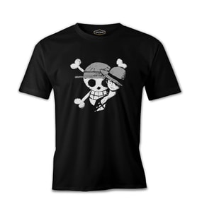 One Piece - Luffy Straw Hat 4 Siyah Erkek Tshirt