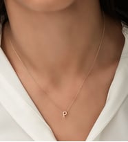 Papatya Silver 925 Ayar Rose Altın Kaplama Üç Boyutlu Gümüş P Harf Kolye