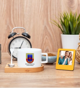 Jandarma Amblemli Fincan ve Turuncu Mini Fotoğraf Çerçevesi