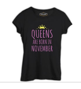 Burç - November Queens Siyah Kadın Tshirt