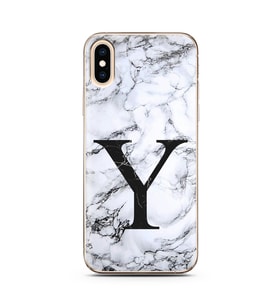 Iphone Xs Beyaz Mermer Harf Tasarımlı Telefon Kılıfı Y-Harfi 