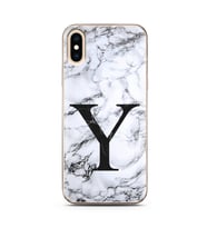 Iphone Xs Beyaz Mermer Harf Tasarımlı Telefon Kılıfı Y-Harfi 
