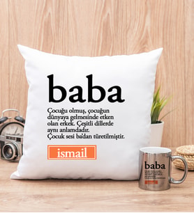 Baba Kelime Anlamı Yastık ve Silver Kupa Bardak