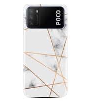 Kılıfland Xiaomi Poco M3 Kılıf Silikon Resimli Kapak White Marble Mermers With Triangle Stok 1195