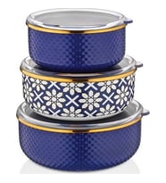 Schafer Glaze Lacivert 3'lü Emaye Saklama Kabı 6 Parça