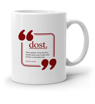 BK Gift Kişiye Özel Dost Beyaz Kupa Bardak  3