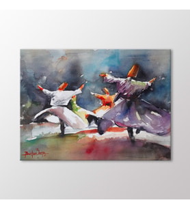 Arty Tablo Suluboya Semazenler Tablo (Karışık)