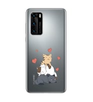 Kedi Kardeşler Tasarımlı Süper Şeffaf Silikon Telefon Kılıfı Huawei P40 Pro