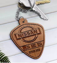 BK Gift Kişiye Özel İsimli Plakalı NISSAN Ahşap Anahtarlık-1 (Beyaz)