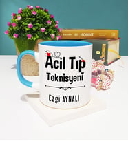 Acil Tıp Teknisyeni Tasarımlı Kişiye Özel Acil Tıp Teknisyeni Kupa Bardak Mavi