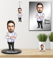 Kişiye Özel Aşçı Karikatürlü 3 lü Hediye Seti Bay-5