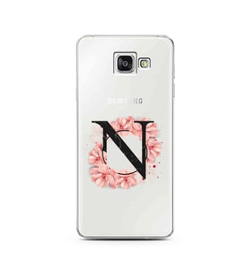 Pembe Çiçekli Harf Tasarım Süper Şeffaf Silikon Telefon Kılıfı Samsung A3 (2016)