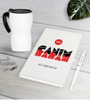BK Gift Kişiye Özel Canım Babam Beyaz Defter Kalem Termos Mug Seti-5 (Model 1)