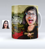BK Gift Kişiye Özel Mona Lisa Karikatürlü Beyaz Kupa Bardak  1