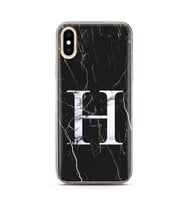 Iphone Xs Siyah Mermer Harf Tasarımlı Telefon Kılıfı H-Harfi 