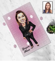 Kişiye Özel Patron Karikatürlü A4 99 Parça Puzzle Bayan-23