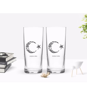 BK Gift Kişiye Özel Renkli Baskılı Kaligrafi Atatürk Tasarımlı İkili Rakı Bardağı Seti-1 (Beyaz)