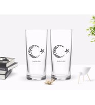 BK Gift Kişiye Özel Renkli Baskılı Kaligrafi Atatürk Tasarımlı İkili Rakı Bardağı Seti-1 (Beyaz)