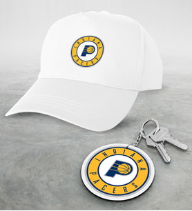 NBA Indiana Pacers Beyaz Şapka ve Ahşap Anahtarlık Seti (Model 1)