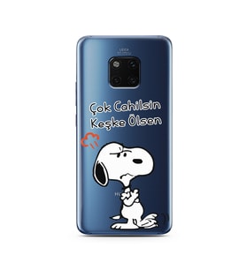 Snoopy Tasarımlı Süper Şeffaf Silikon Telefon Kılıfı Huawei Mate 20 Pro 