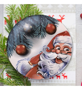 Keramika Yılbaşı/Noel Baba Servis Tabağı 26 Cm - 17980 (Kırmızı)