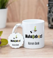 Muhasebeci Beyaz Kupa Bardak Ve Anahtarlık Set