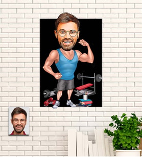 Kişiye Özel Sporcu  Karikatür Ahşap Tablo