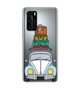 Tatil Araba Tasarımlı Süper Şeffaf Silikon Telefon Kılıfı Huawei P40 Pro