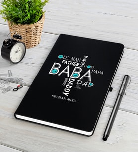 BK Gift Kişiye Özel Baba Siyah Defter Kalem Seti