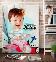 BK Gift Kişiye Özel Bebek Karikatür Kanvas Tablo 70x100cm 3