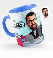 BK Gift Kişiye Özel Bay Genel Müdür Karikatürlü Mavi Kupa Bardak  1