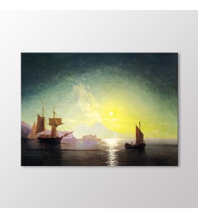 Arty Tablo Dolunayda Vezüv Dağı Tablo (Karışık)
