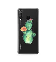 Kaktüs Tasarımlı Süper Şeffaf Silikon Telefon Kılıfı Huawei P30 Lite 