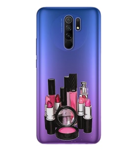 Makyaj Tasarımlı Süper Şeffaf Silikon Telefon Kılıfı Xiomai Redmi 9