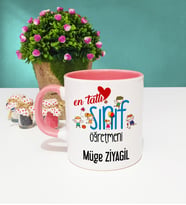 Mesajlı Sınıf Öğretmeni Kupa Bardak Pembe